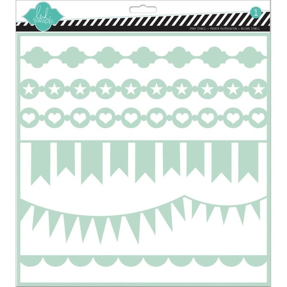 Heidi Swapp Stensil Border banners Stars Hearts & More - Picture 1 of 3